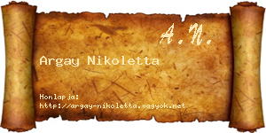 Argay Nikoletta névjegykártya